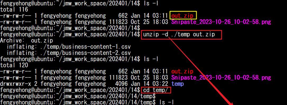 掌握Linux下常用命令解压zip文件的方法（快速解压zip文件，轻松管理文件压缩包）-第3张图片-数科之翼